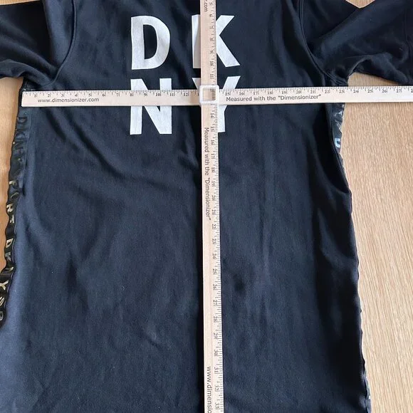 DKNY Logo 1/4-zip-front S/S cotton-mix knit dress sporty Athleisure XL comfy - Picture 11 of 13